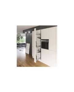 Kõrge kapp veiniriiuliga, vaikselt sulguva mehhanismiga, kroom