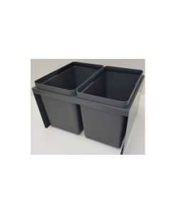 Tõmmatav prügiraam köögikappi 600 mm – 2×21 L ämbrid, tumehall