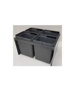 Tõmmatav prügiraam köögikappi 600 mm – 4×10 L ämbrid, tumehall