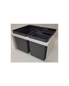 Tõmmatav prügiraam köögikappi 600 mm – 1×21 L +2x10 L ämbrid, valge