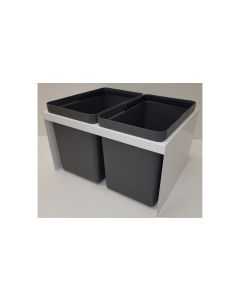 Tõmmatav prügiraam köögikappi 600 mm – 2×21 L ämbrid, valge