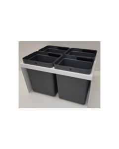 Tõmmatav prügiraam köögikappi 600 mm – 4×10 L ämbrid, valge